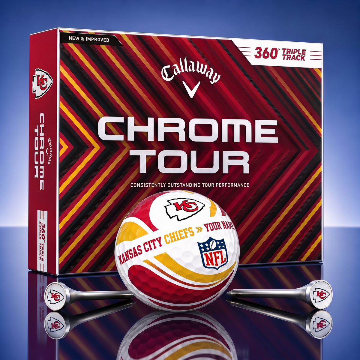 PREMIUM NFL X KCC EXCLUSIVE TOURNAMENT PERSONALIZED GOLF BALL V30 COLLECTION