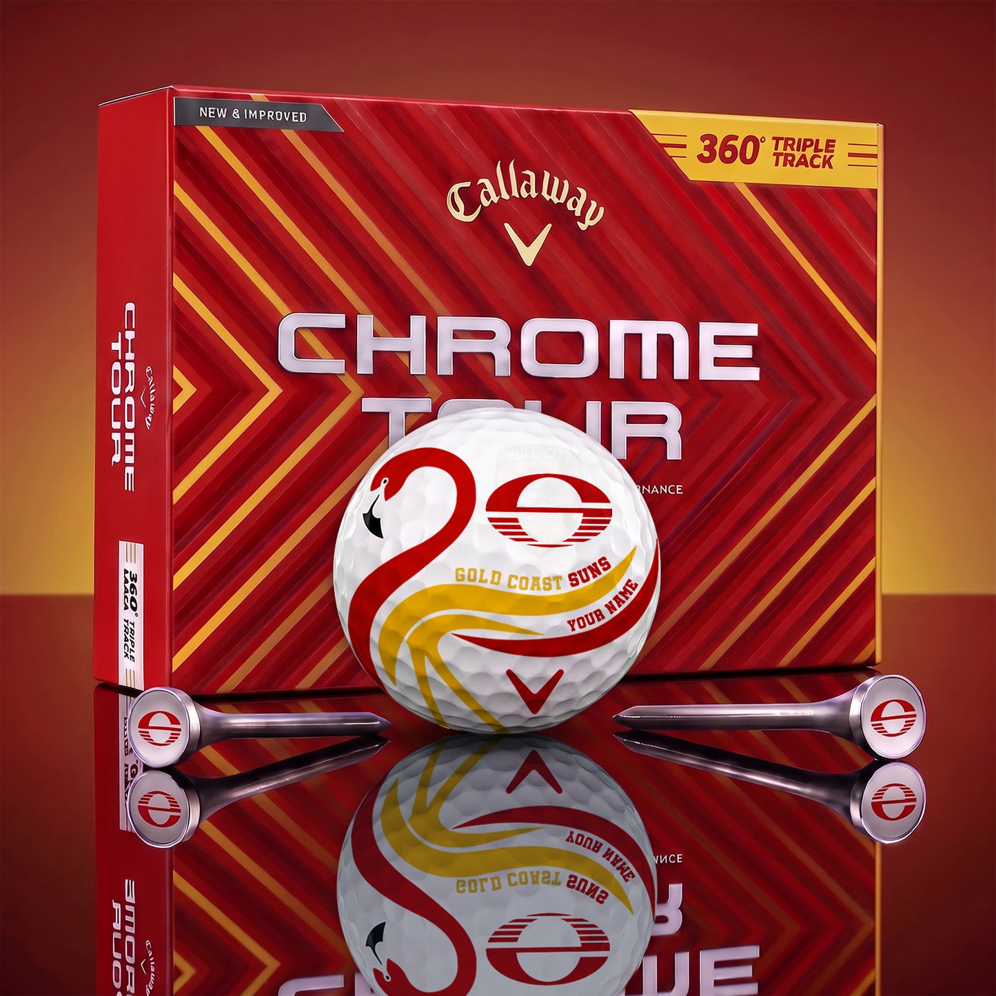 SIGNATURE AFL X SUN LUXURY FLAMINGO PERSONALIZED GOLF BALL TOURNAMENT LIMITED EDITION