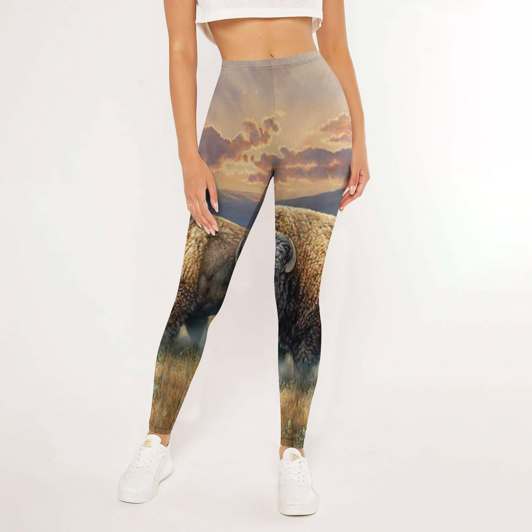 American Bison Leggings | Yoga Pants For Women | Spanx Leggings | Leggings For Women
