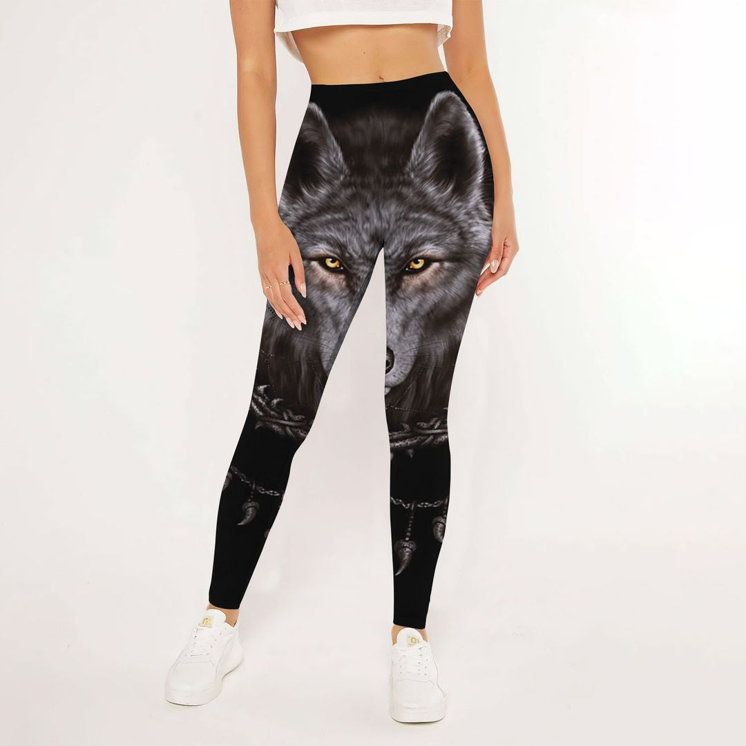 Wolf Black Wolf Leggings | Yoga Pants For Women | Spanx Leggings | Leggings For Women