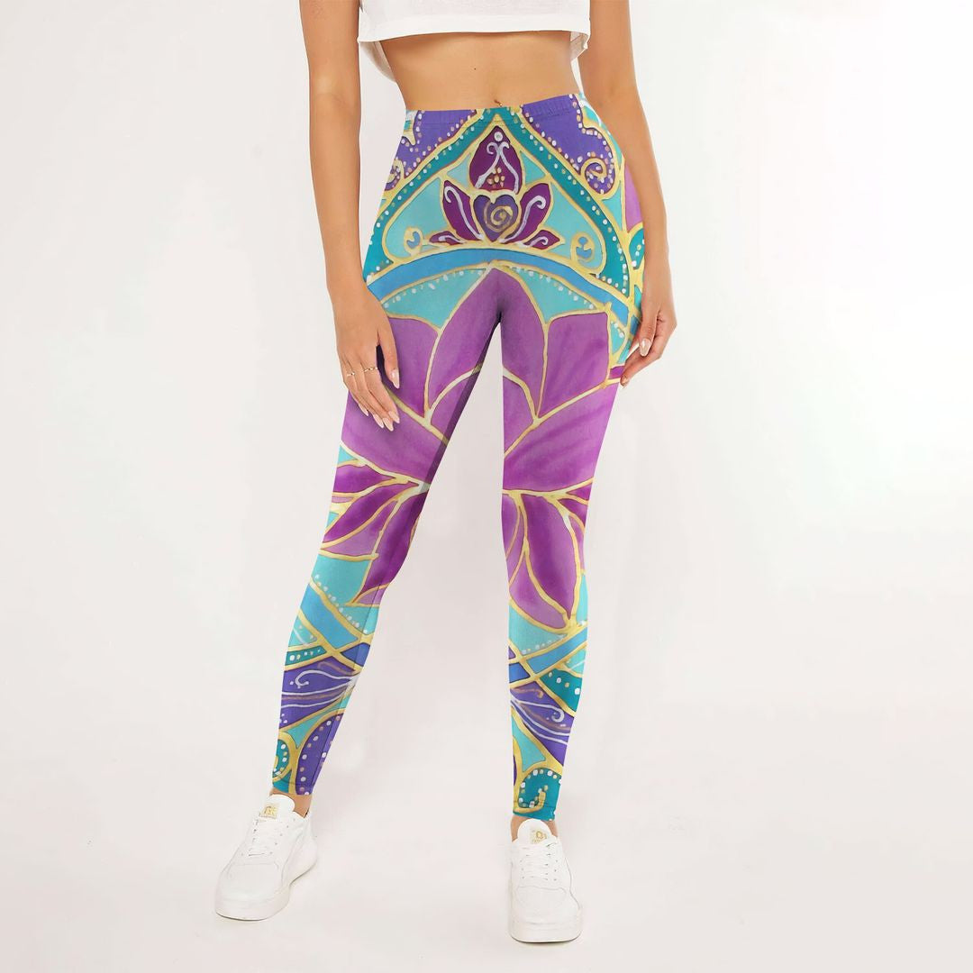 Meditation Pattern Art Leggings | Yoga Pants For Women | Spanx Leggings | Leggings For Women