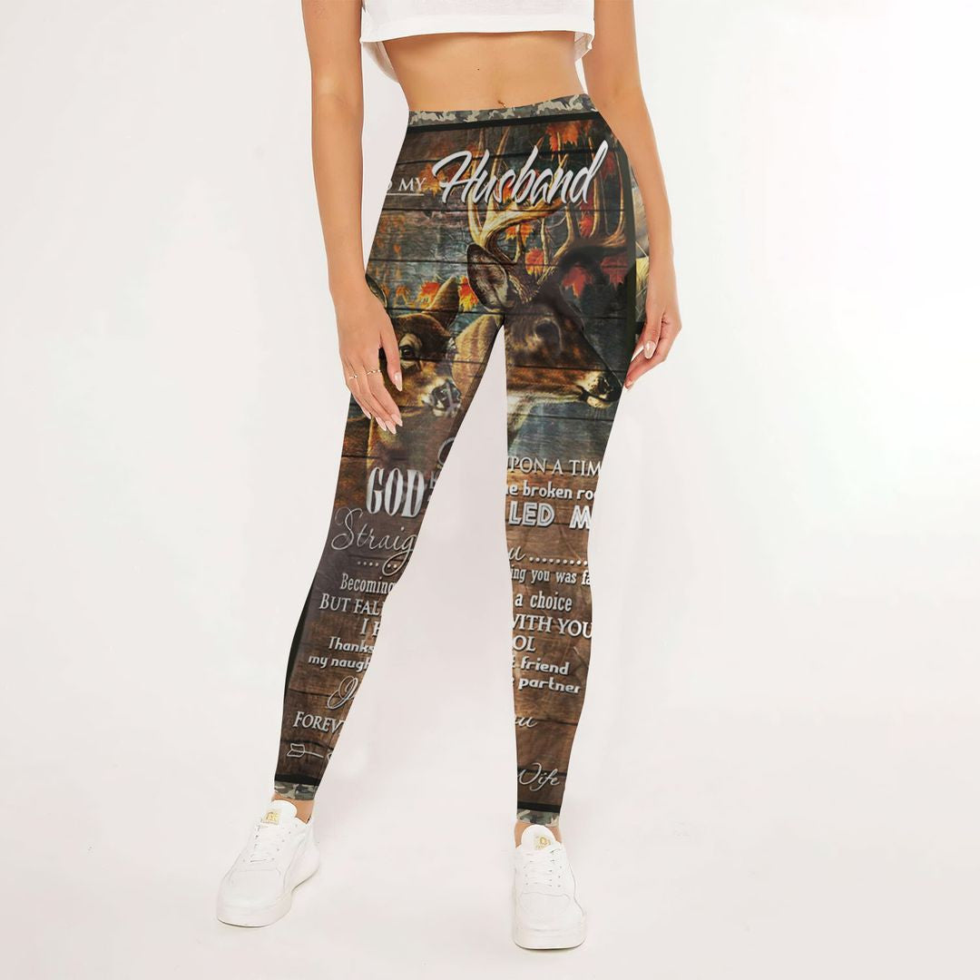 Hunting Deer Love My Husband Leggings | Yoga Pants For Women | Spanx Leggings | Leggings For Women