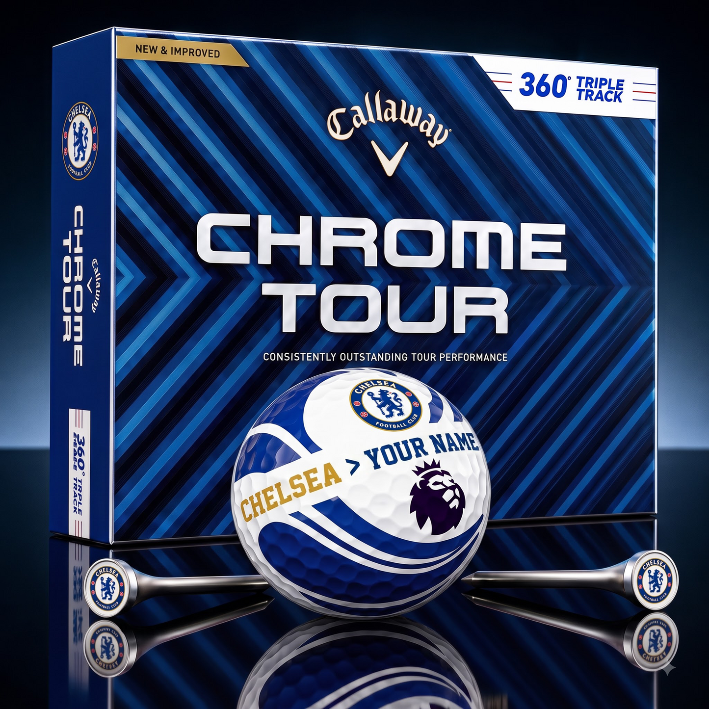 PREMIUM EPL X CHE EXCLUSIVE  TOURNAMENT  PERSONALIZED GOLF BALL V30 COLLECTION
