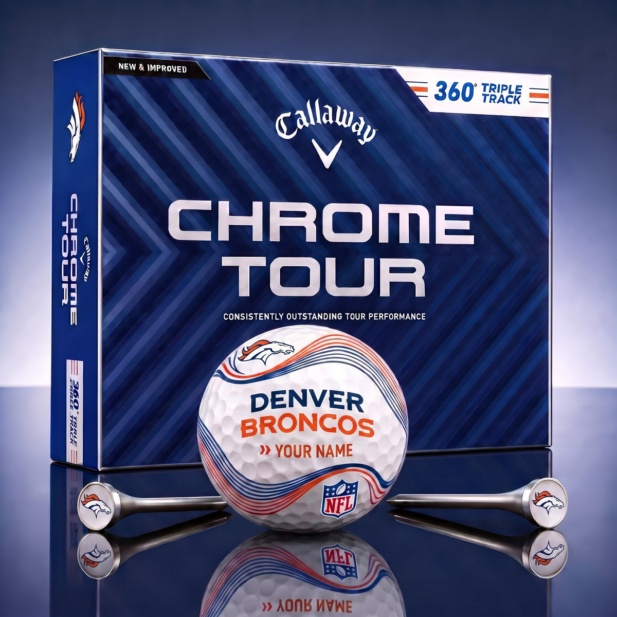 PREMIUM NFL X DEN DELUX PERSONALIZED GOLF BALL FOR TOURNAMENT V33 LIMITED EDITION