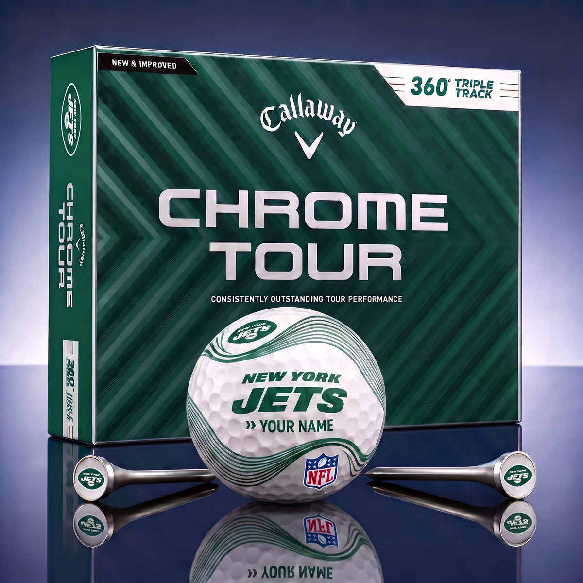 PREMIUM NFL X NYJ DELUX PERSONALIZED GOLF BALL FOR TOURNAMENT V33 LIMITED EDITION