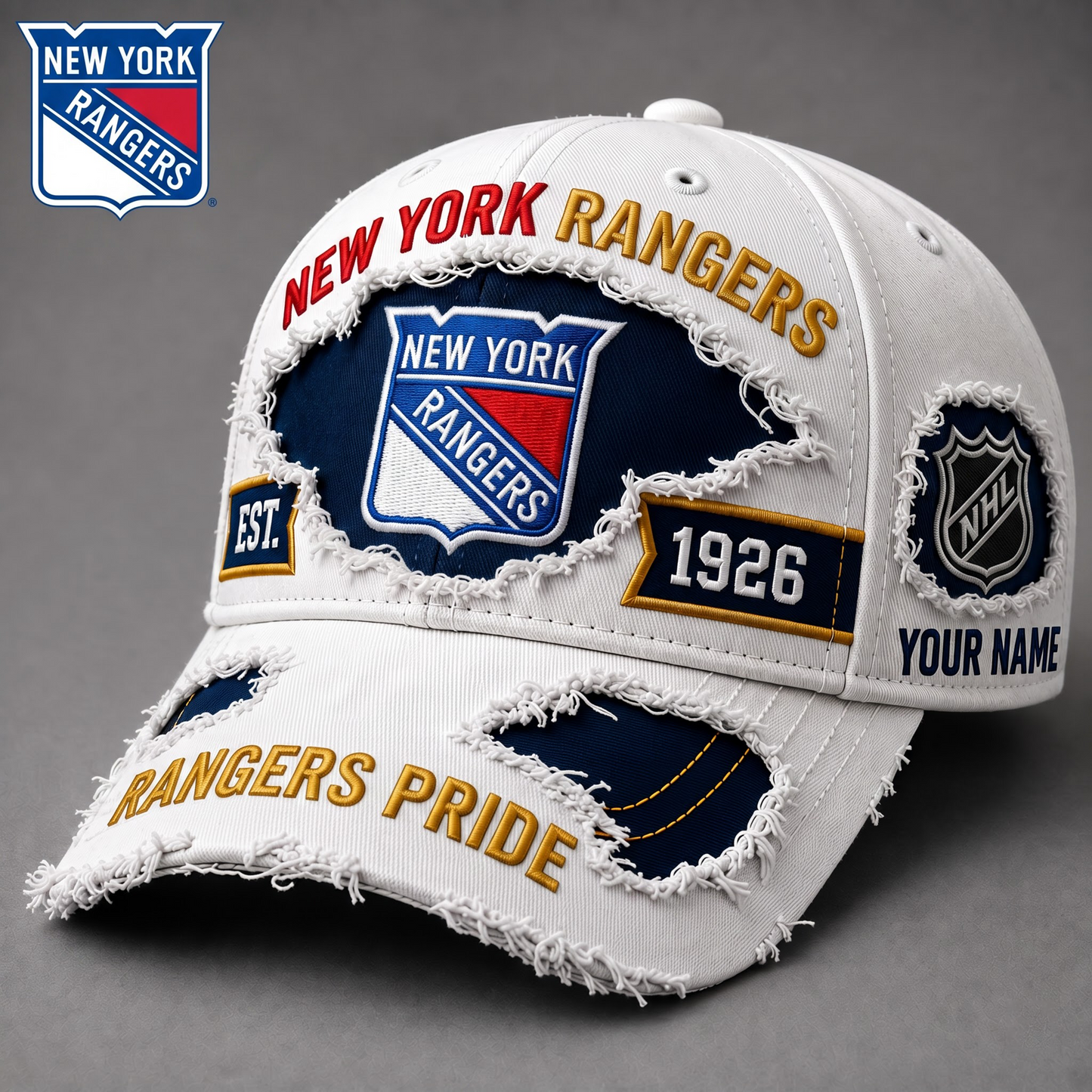 PREMIUM NHL X NYR EXCLUSIVE PERSONALIZED CAP FOR GAME DAY