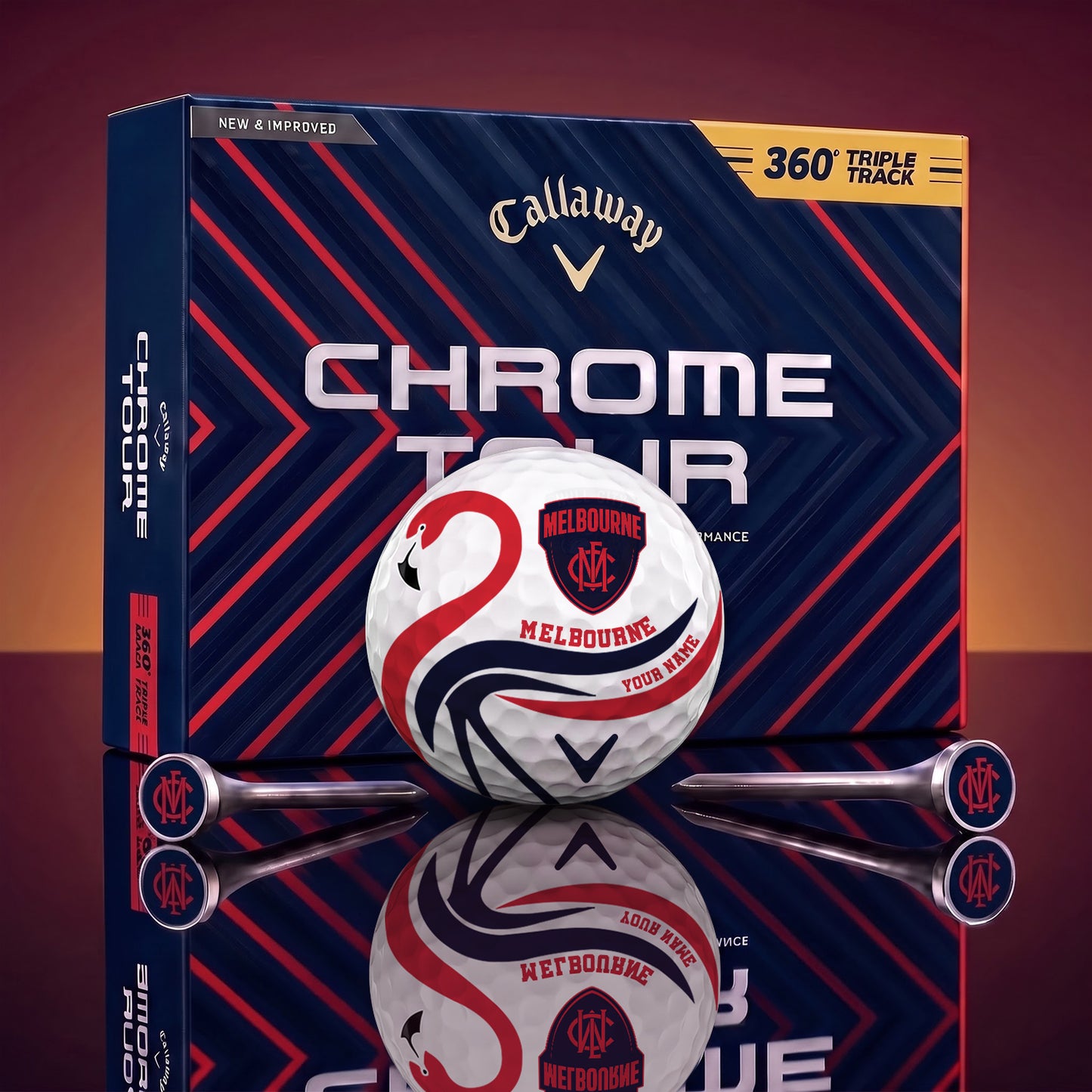 SIGNATURE AFL X MEL LUXURY FLAMINGO PERSONALIZED GOLF BALL TOURNAMENT LIMITED EDITION