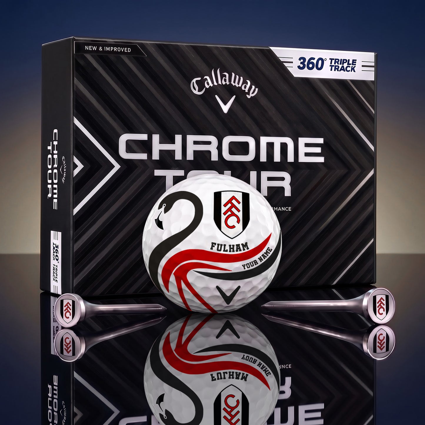 SIGNATURE EPL X FUL LUXURY FLAMINGO PERSONALIZED GOLF BALL TOURNAMENT LIMITED EDITION