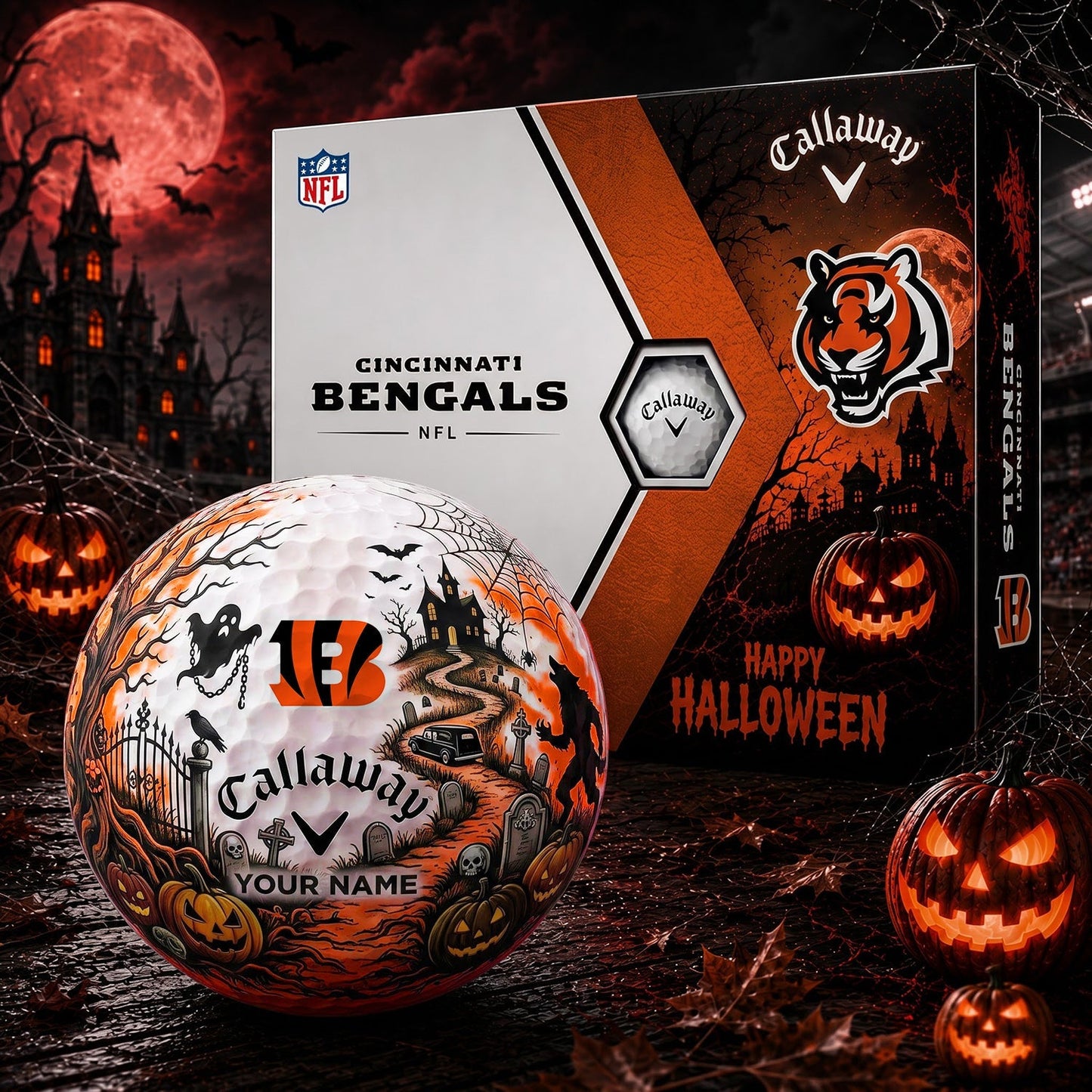 SIGNATURE NFL X CIN PERSONALIZED HALLOWEEN HAUNTED GOLF BALL – LIMITED EDITION