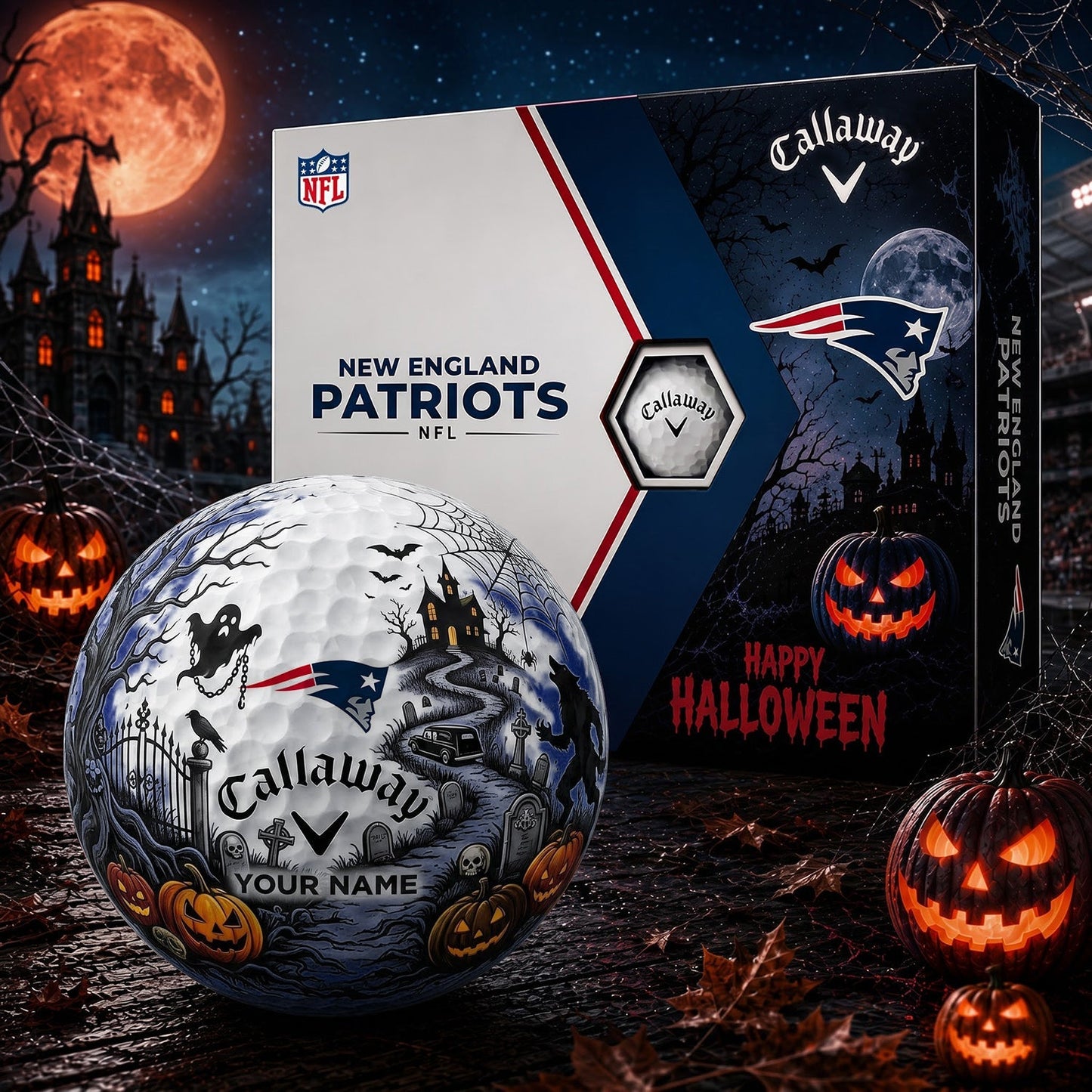 SIGNATURE NFL X NE PERSONALIZED HALLOWEEN HAUNTED GOLF BALL – LIMITED EDITION