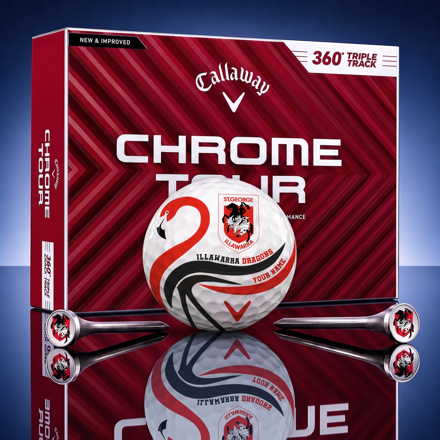 SIGNATURE NRL X DRA LUXURY FLAMINGO PERSONALIZED GOLF BALL TOURNAMENT LIMITED EDITION