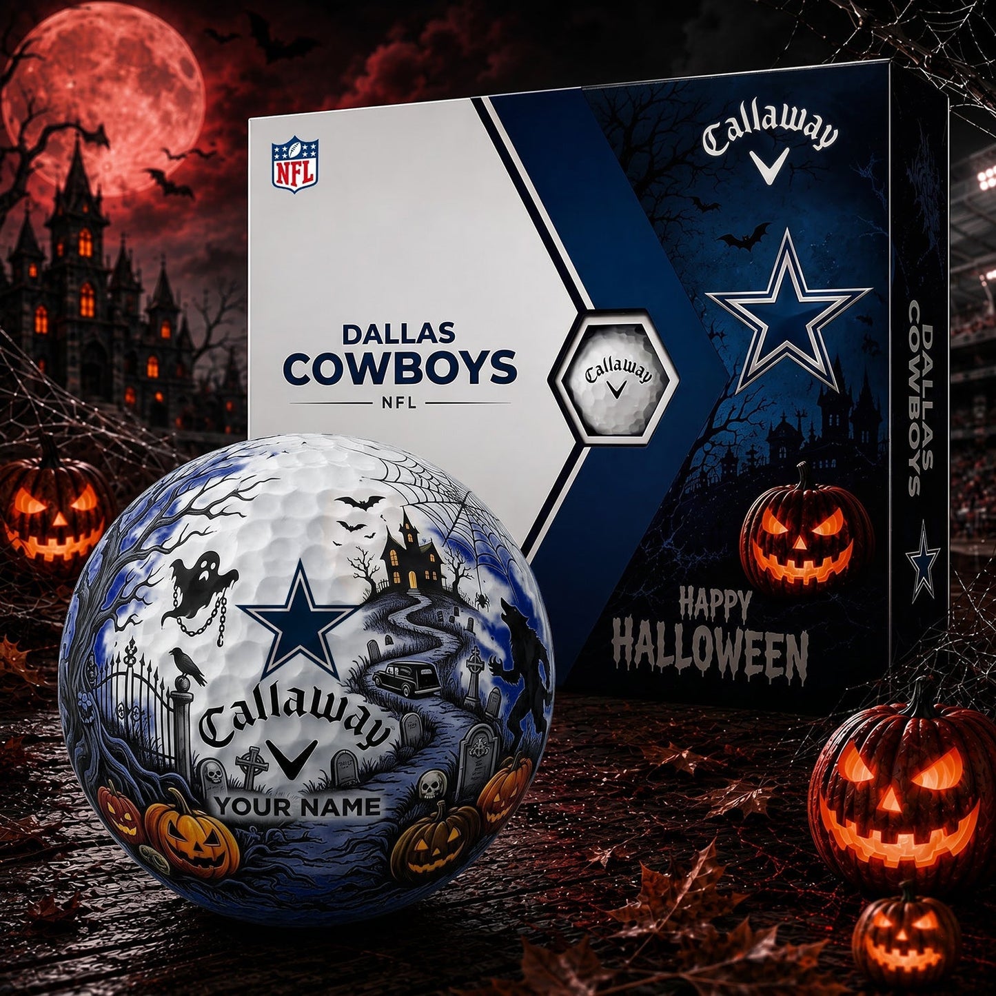 SIGNATURE NFL X DAL PERSONALIZED HALLOWEEN HAUNTED GOLF BALL LIMITED EDITION NDT NHM 150826