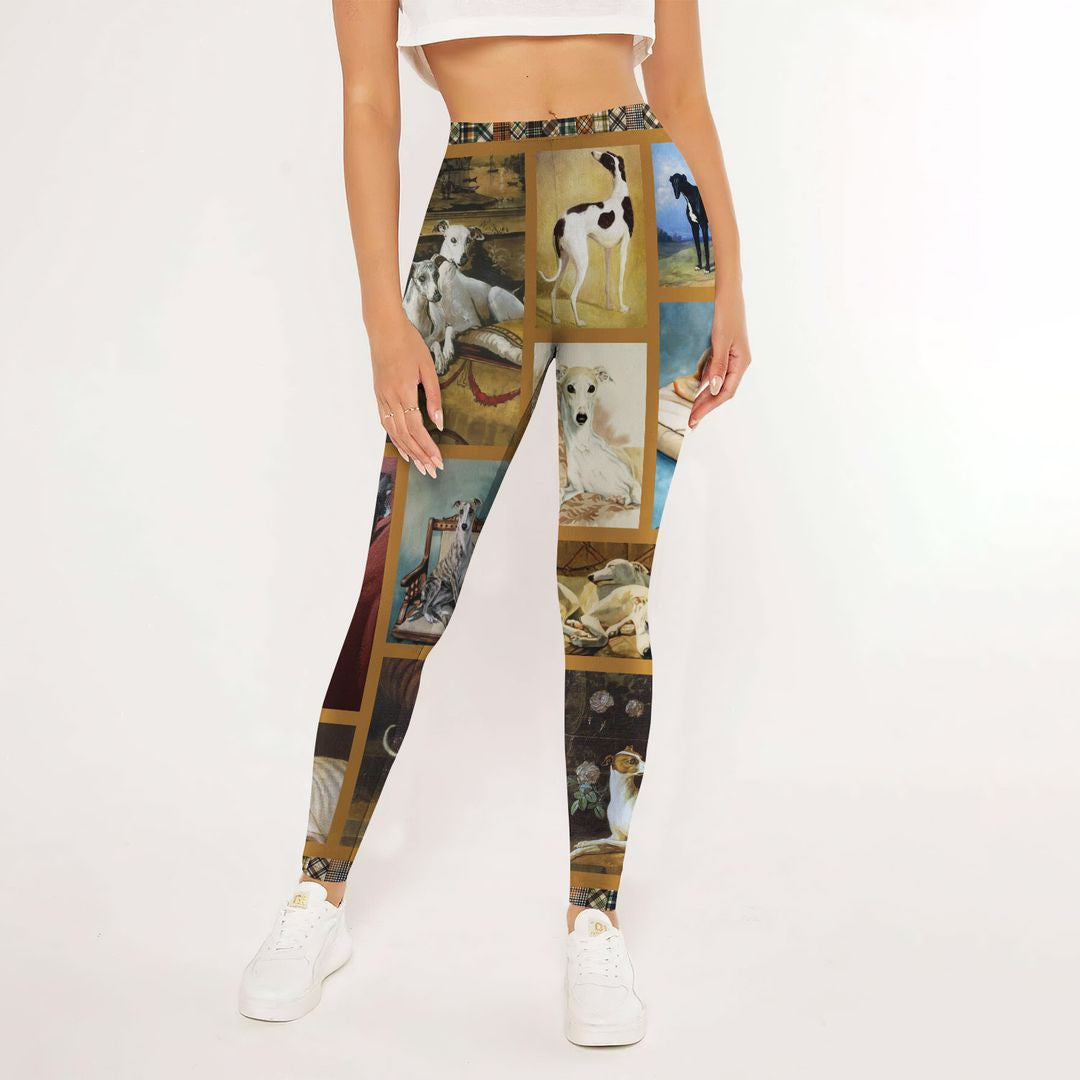 Greyhound Portrait Leggings | Yoga Pants For Women | Spanx Leggings | Leggings For Women