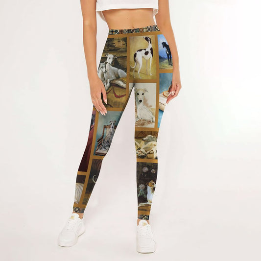 Greyhound Portrait Leggings | Yoga Pants For Women | Spanx Leggings | Leggings For Women
