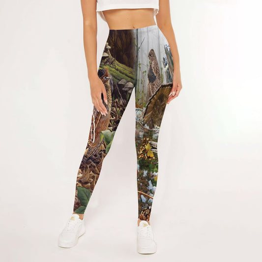 Ruffed Grouse Shows The Tail  Leggings | Yoga Pants For Women | Spanx Leggings | Leggings For Women