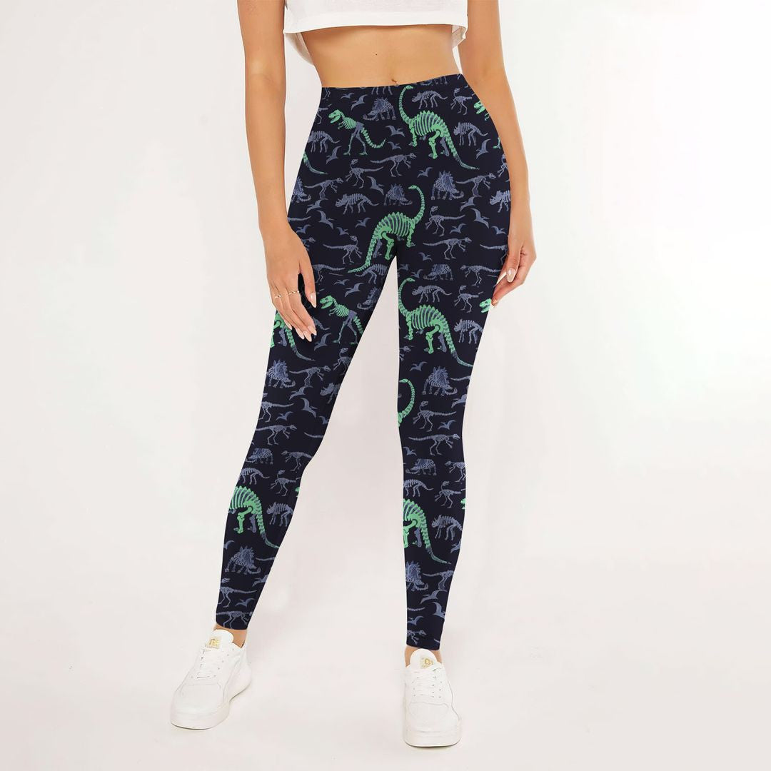 Dinosaur Bones Glow In The Dark Leggings | Yoga Pants For Women | Spanx Leggings | Leggings For Women
