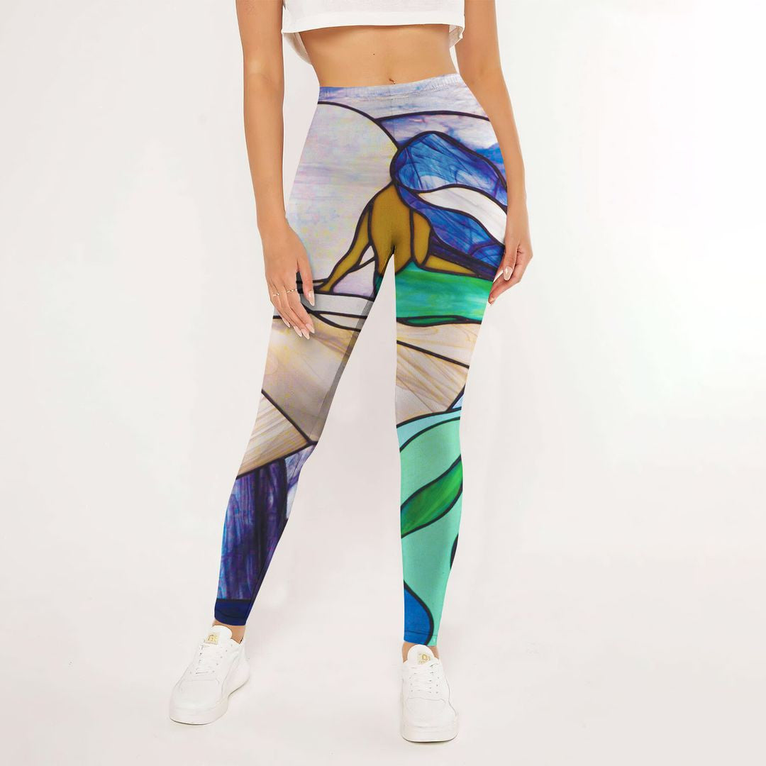 Mermaid Abstract Stained Glass Leggings | Yoga Pants For Women | Spanx Leggings | Leggings For Women