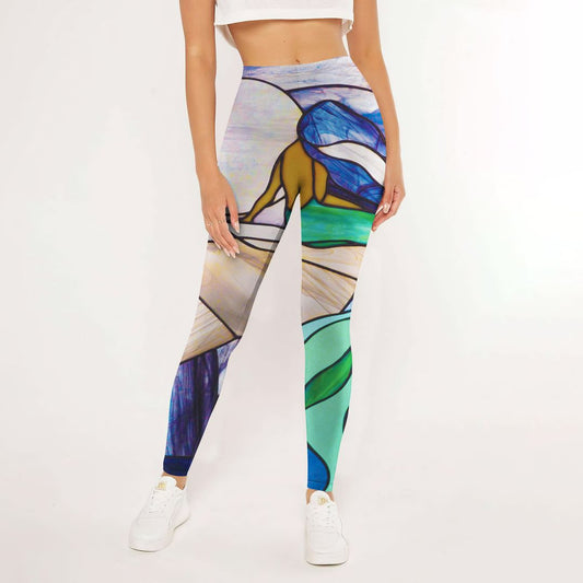 Mermaid Abstract Stained Glass Leggings | Yoga Pants For Women | Spanx Leggings | Leggings For Women