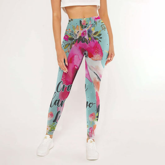 Flamingo Flower Leggings | Yoga Pants For Women | Spanx Leggings | Leggings For Women